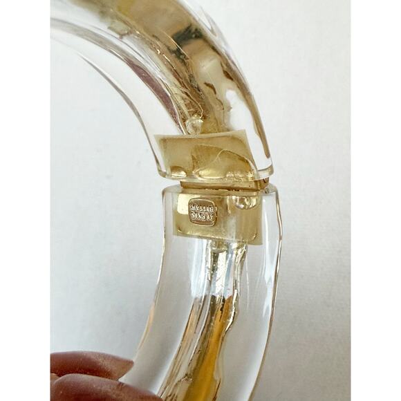 Alexis Bittar Clear Lucite Gold Cuff Bangle Magnetic Bracelet - Picture 9 of 13